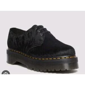 NEW Dr. Martens 1461 Quad Hair‑On Derby Oxfords – Platform, Calf Hair, Women’s 8